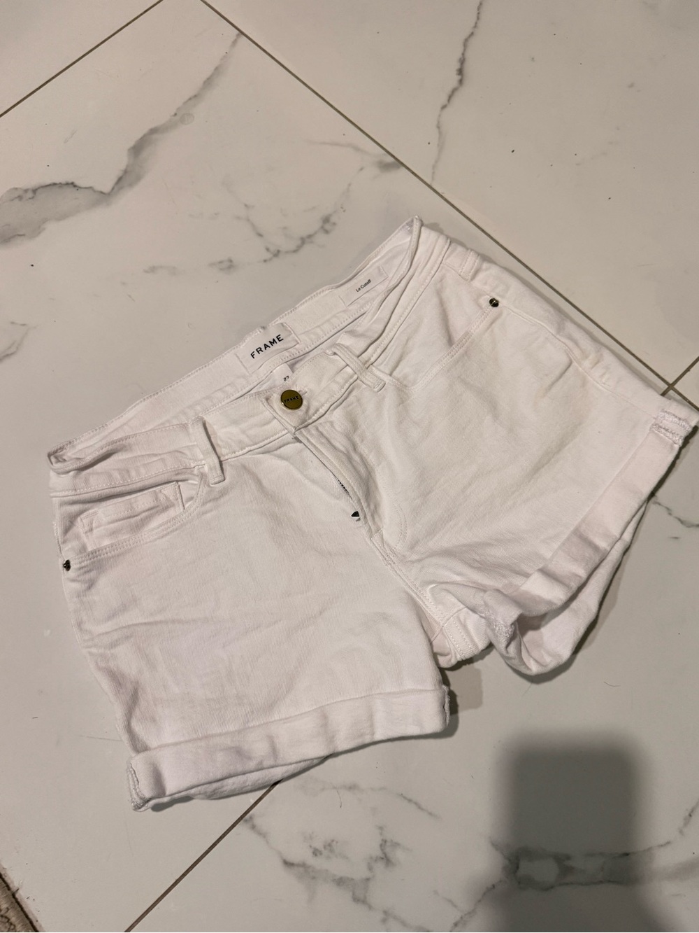 Frame Denim White Rolled-Hem Women's Jean Shorts